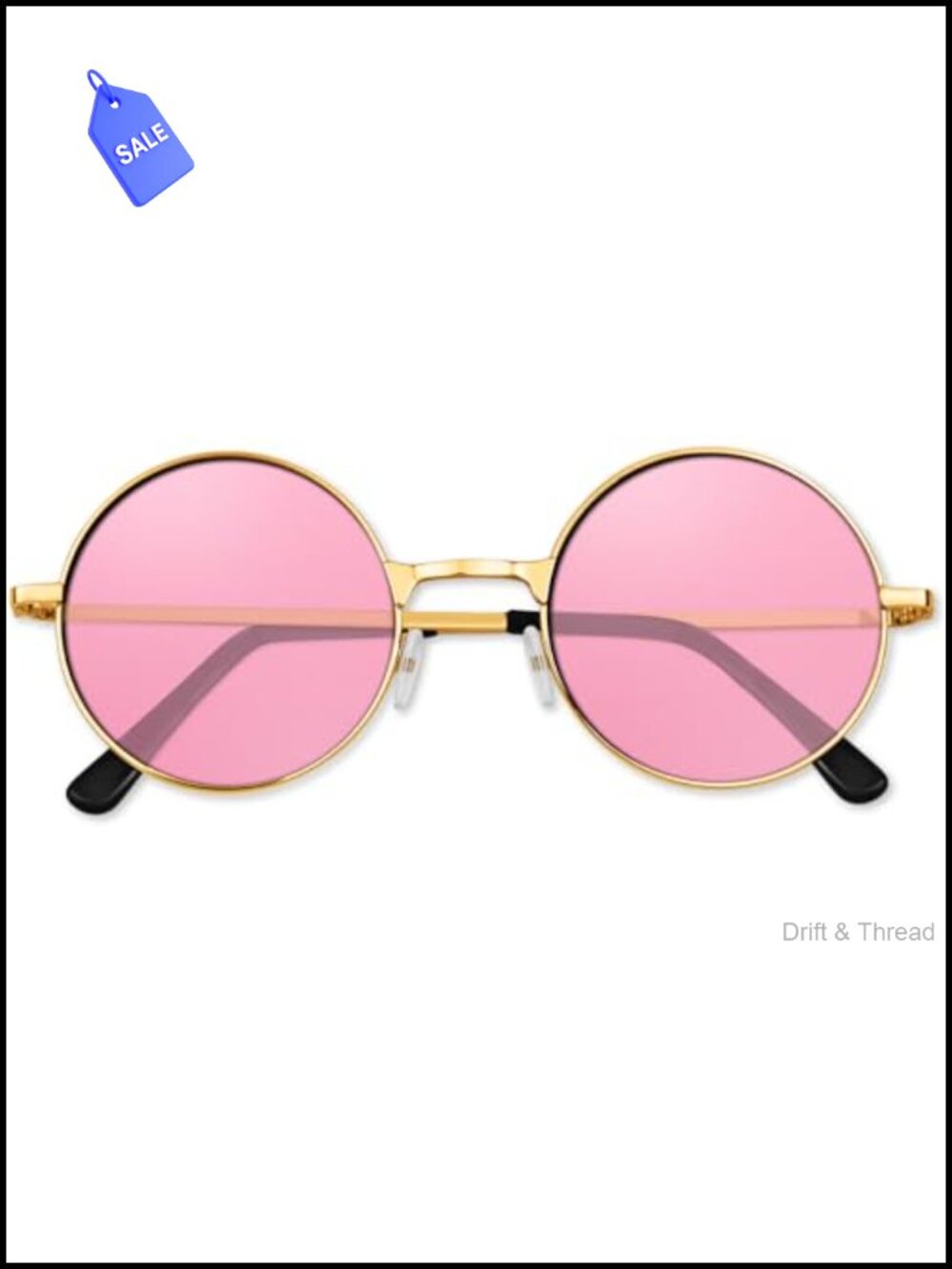Round Hippie Sunglasses 70s Retro Costume Party Eyewear